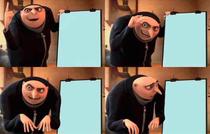 Gru's Plan meme about Compass Coffee