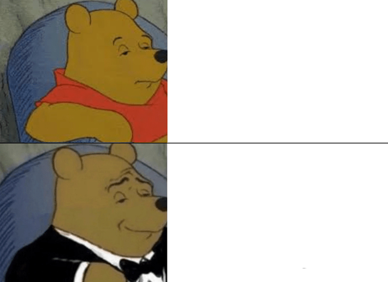 Tuxedo Winnie The Pooh meme about Compass Coffee