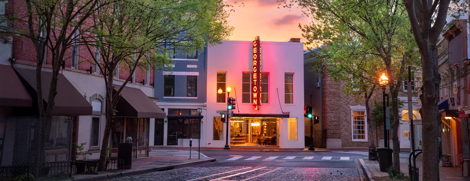 The Compass Coffee Georgetown cafe at sunrise